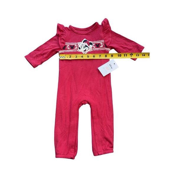 Disney Jumping Beans Red Minnie Mouse Christmas One Piece Pajamas Newborn - Picture 3 of 4